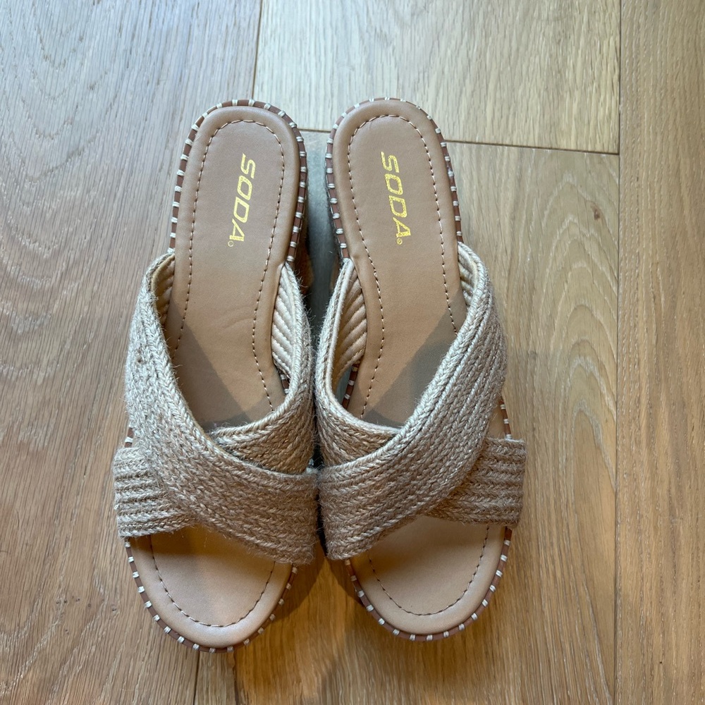 Soda Women's Beige Crisscross Sandals